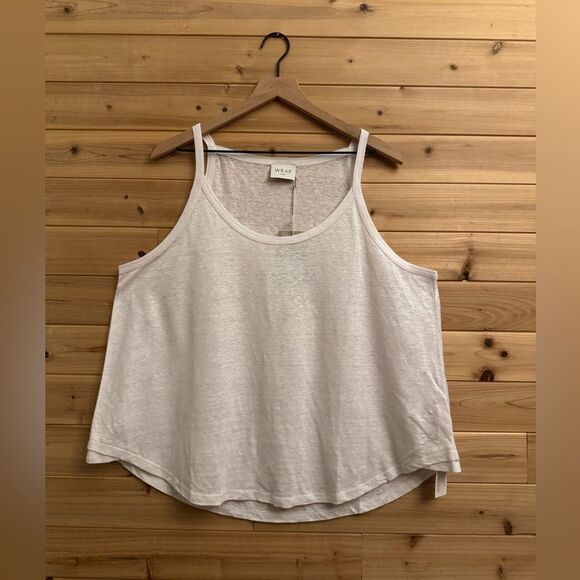 NWT Wrap London Size XL White Linen Spaghetti Strap Tank Top - Picture 1 of 9